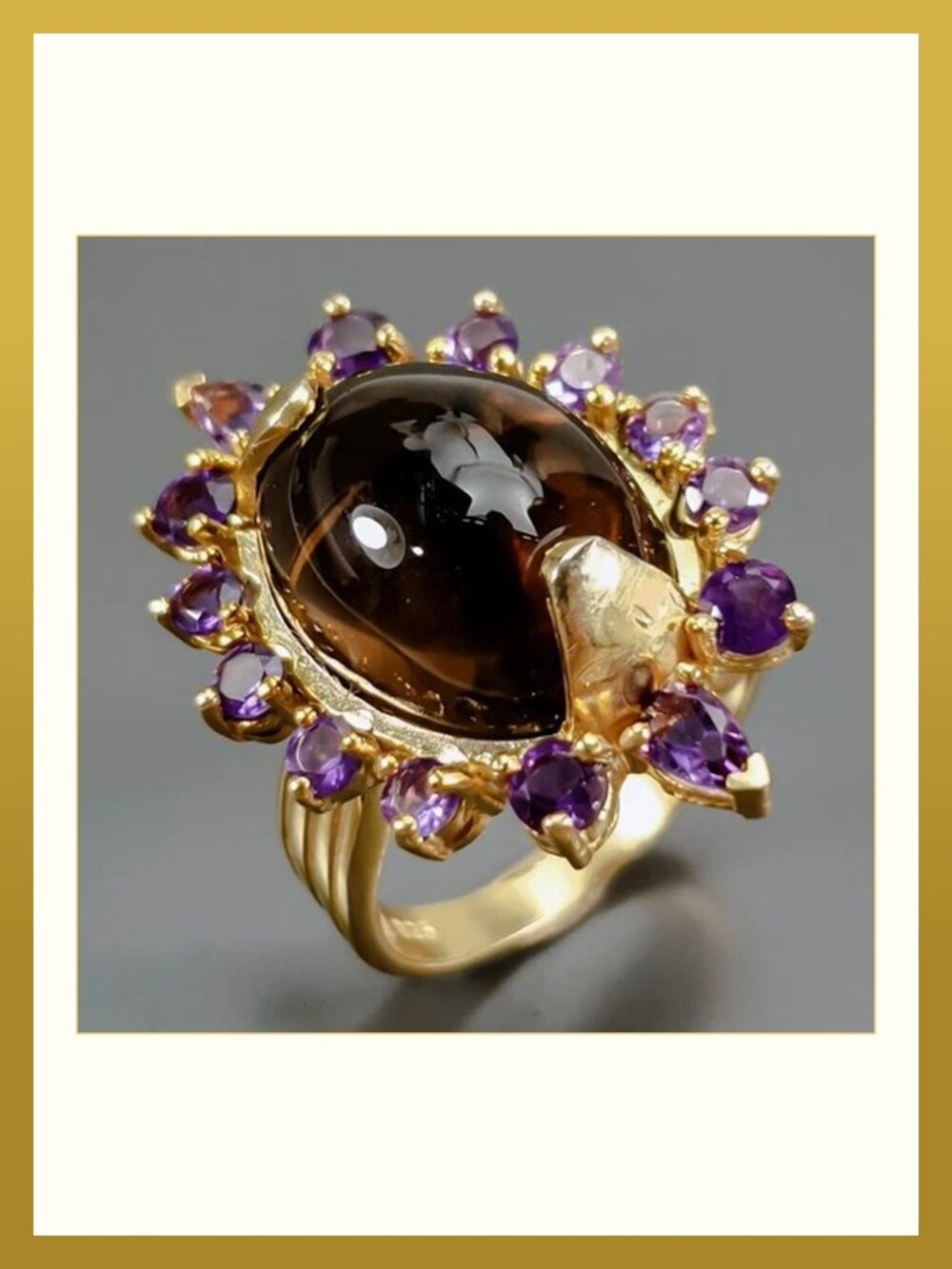 Ring Smoky Quartz and Amethyst 925